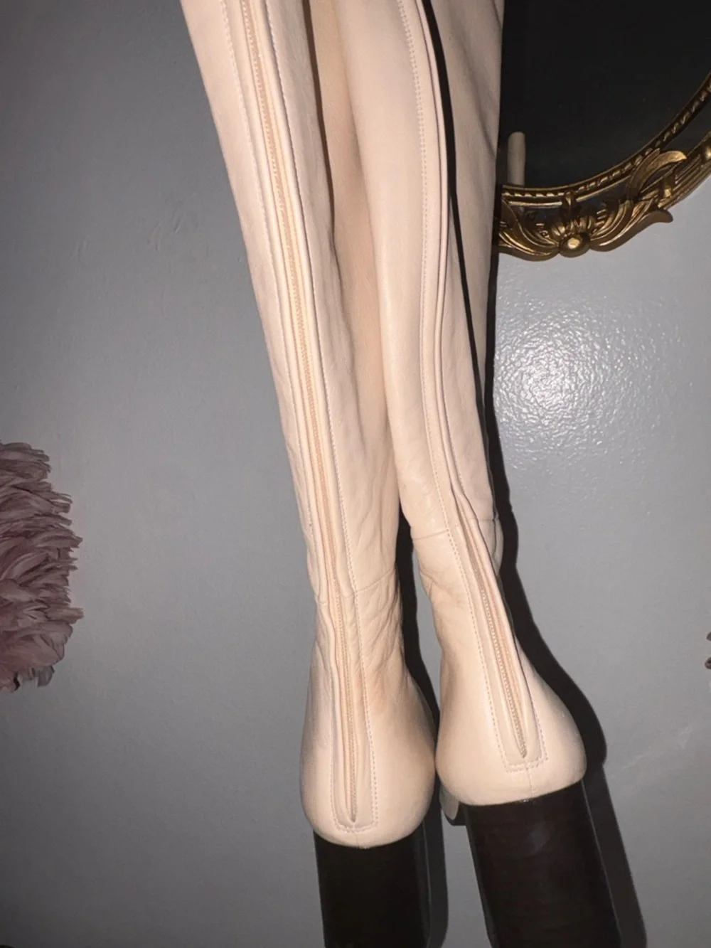 Phillip Lim Cream Knee High Leather Boots | Minimalist Luxury | Size